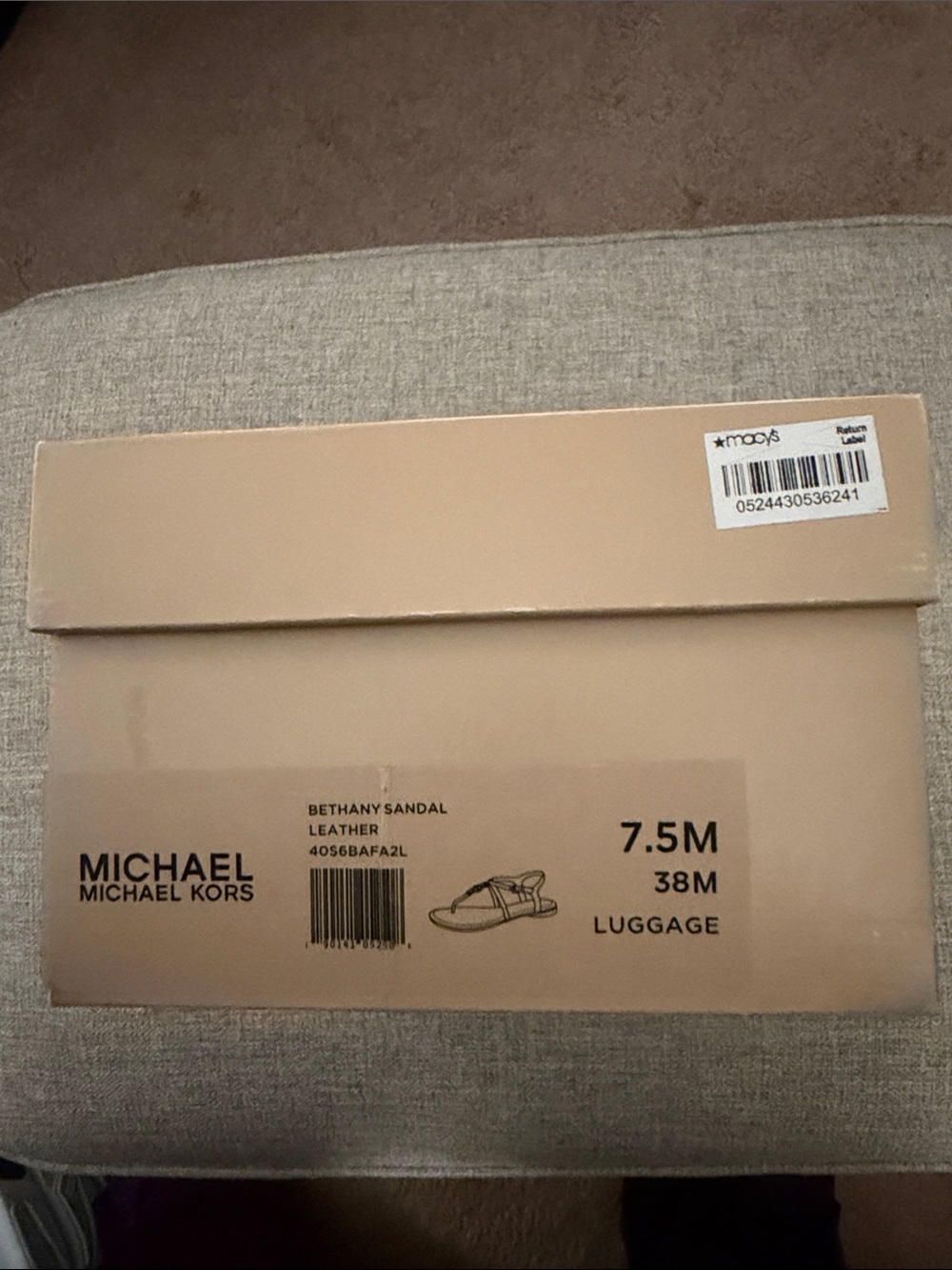 Michael Kors Tan Leather T-Strap Logo Sandals - Picture 5 of 5